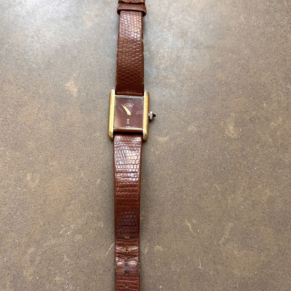 Cartier Must de Tank Women's Watch Swiss Manual 925 Gold Plated Vintage